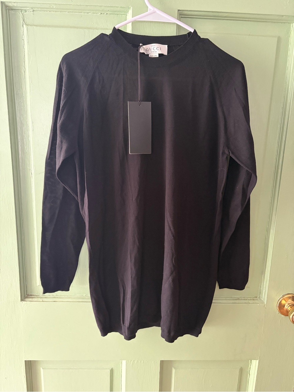 Gucci uniform black merino wool crew neck sweater nwt unisex